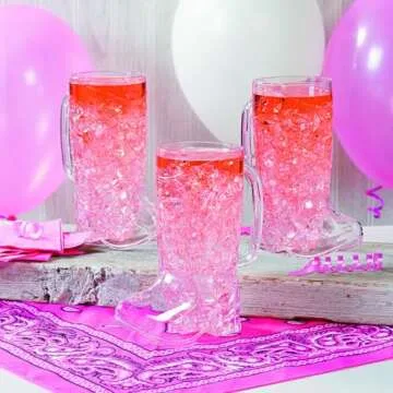 Fun Express Clear Cowboy Boot Plastic BPA Free Mugs - 17 oz. (Pack of 12) - Ideal for Western-themed Parties, Birthdays, Bachelorette and Bachelor Parties and Weddings