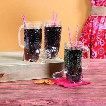 Fun Express Clear Cowboy Boot Plastic BPA Free Mugs - 17 oz. (Pack of 12) - Ideal for Western-themed Parties, Birthdays, Bachelorette and Bachelor Parties and Weddings