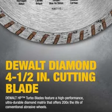 DEWALT Diamond Blade for Masonry, Dry Cutting, Continuous Rim, 7/8-Inch Arbor, 4-1/2-Inch (DW4725)