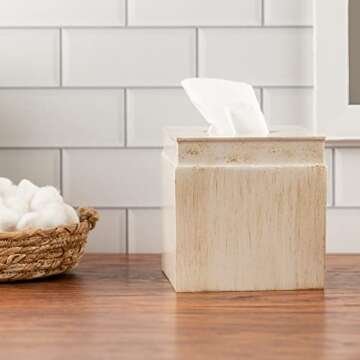 Creative Scents Rustic Luxe Tissue Box Cover Square for Farmhouse Decor