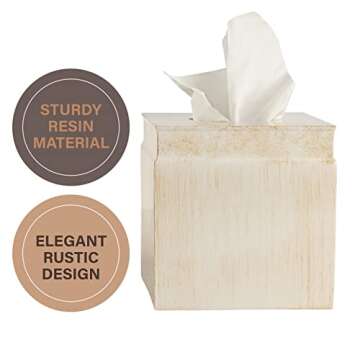 Rustic Luxe Tissue Box Cover - Beige Square Holder