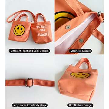 Cute Positive Smile Canvas Tote Bag - Fun Design