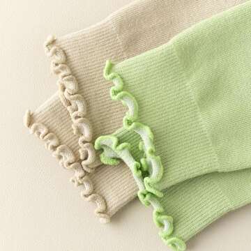 Ceoon 3 Pairs Pilates Socks with Grips Non-slip Ruffle Yoga Socks Grip Socks for Women (Polycotton, Socks set 2)