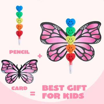 JOYIN 36PCS Valentines Day Stationery Kids Party Favor Set, Butterfly Pencils and Cards Assorted Gift for School Classmates Exchange Holiday Reward Prizes