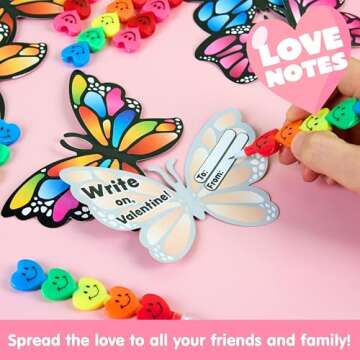 JOYIN 36PCS Valentines Day Stationery Kids Party Favor Set, Butterfly Pencils and Cards Assorted Gift for School Classmates Exchange Holiday Reward Prizes
