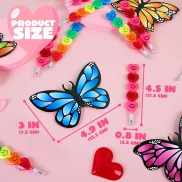 JOYIN 36PCS Valentines Day Stationery Kids Party Favor Set, Butterfly Pencils and Cards Assorted Gift for School Classmates Exchange Holiday Reward Prizes