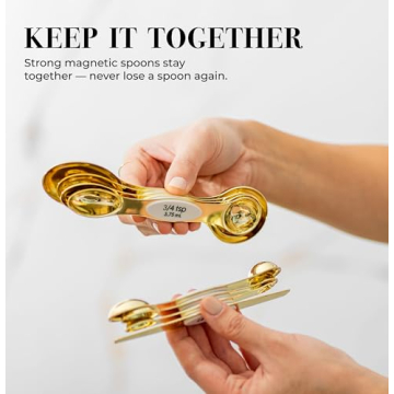 Elegant White and Gold Magnetic Measuring Spoons for Kitchen