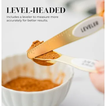 Elegant White and Gold Magnetic Measuring Spoons for Kitchen