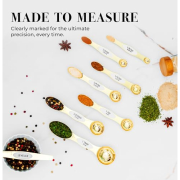 Elegant White and Gold Magnetic Measuring Spoons for Kitchen