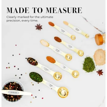 Elegant White and Gold Magnetic Measuring Spoons for Kitchen