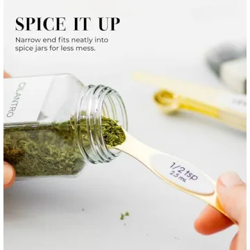 Elegant White and Gold Magnetic Measuring Spoons for Kitchen