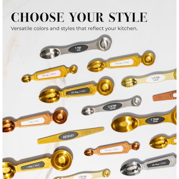 Elegant White and Gold Magnetic Measuring Spoons for Kitchen