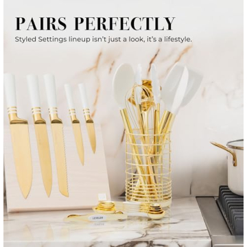 Elegant White and Gold Magnetic Measuring Spoons for Kitchen