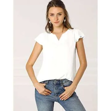 Allegra K Women's Versatile Cap Sleeve Blouse for Work