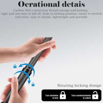 26cm exteded to1.2m (3.9ft) Long Invisible Carbon Fiber Selfie Stick for insta360 x4 Insta 360 x4 x3...