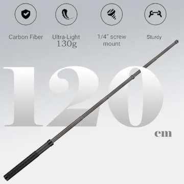 26cm exteded to1.2m (3.9ft) Long Invisible Carbon Fiber Selfie Stick for insta360 x4 Insta 360 x4 x3 x2 x gopro Hero 13 12 11 10 9 8 7 6 5 DJI OSMO Sport Camera Accessories (Black)