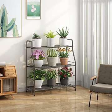 Simple Trending 3 Tier Metal Plant Stand for Indoor and Outdoor
