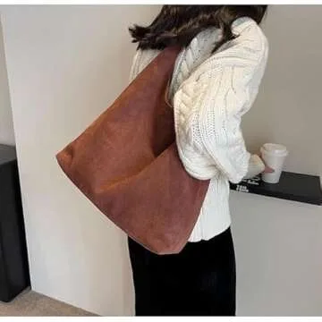Fldhav Suede Bag for Women Hobo Bag Slouchy Purse Fashionable Leather Shoulde Office Tote Handbag