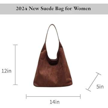 Fldhav Suede Bag for Women Hobo Bag Slouchy Purse Fashionable Leather Shoulde Office Tote Handbag