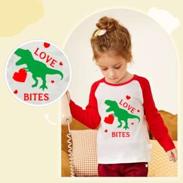 DDSOL Toddler Boys Girls Valentine's Day T-Shirt Unisex Raglan Long Sleeve Tees Loads of Love Heart Kids Boys Tops 2-8 Years