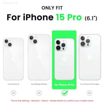 ORNARTO Compatible with iPhone 15 Pro Case 6.1", Liquid Silicone 3 Layers Full Covered Soft Gel Rubb...