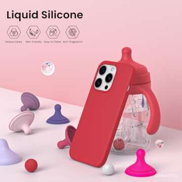 ORNARTO Compatible with iPhone 15 Pro Case 6.1", Liquid Silicone 3 Layers Full Covered Soft Gel Rubber Cover, Shockproof Protective Slim Phone Case with Anti-Scratch Microfiber Lining-Red