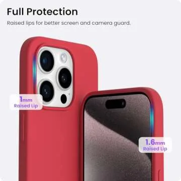 ORNARTO Compatible with iPhone 15 Pro Case 6.1", Liquid Silicone 3 Layers Full Covered Soft Gel Rubber Cover, Shockproof Protective Slim Phone Case with Anti-Scratch Microfiber Lining-Red