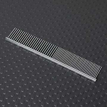 Stainless Steel Pet Grooming Comb - Rounded Teeth, Static-free, Corrosion Resistant, Dematting and Flea Removal for Dogs and Cats - 7.4in