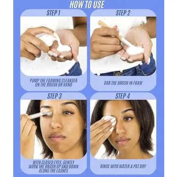 STACY LASH 6.76 fl.oz / 200ml Eyelash Extension Shampoo + Brush/Eyelid Foaming Cleanser/Wash for Extensions & Natural Lashes/Safe Makeup Remover/Supplies for Professional & Home Use