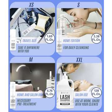 STACY LASH 6.76 fl.oz / 200ml Eyelash Extension Shampoo + Brush/Eyelid Foaming Cleanser/Wash for Extensions & Natural Lashes/Safe Makeup Remover/Supplies for Professional & Home Use