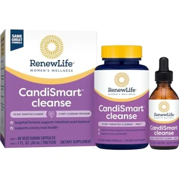 Renew Life Adult Cleanse - CandiSmart - 15-Day Yeast Cleansing Program - 2-Part Kit - Gluten & Dairy...