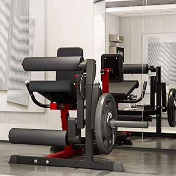 GMWD Leg Extension Machine and Curl, Lower Body Special Leg Machine, Adjustable Leg Exercise Bench with Plate Loaded, Leg Rotary Extension for Thigh, Home Gym Weight Machine