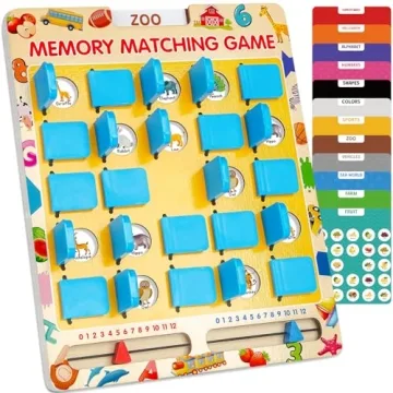 Matching Memory Game for Kids Age 3 4 5 6 7 8 Year Old, Travel Toy for Boys Girls, Wooden Board Game...