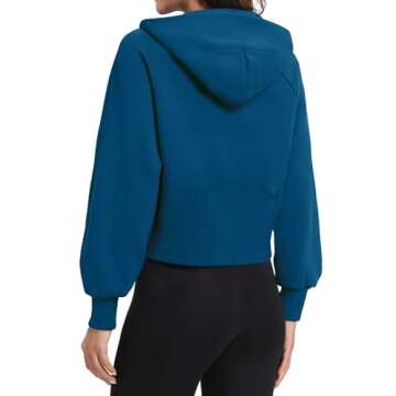 Gentlewarm Womens 2024 Fall Fashion Clothes Zip Up Hoodies Cropped Oversized Sweatshirts Quarter Zipper Fleece Casual Long Sleeve Workout Outfits Grey Blue