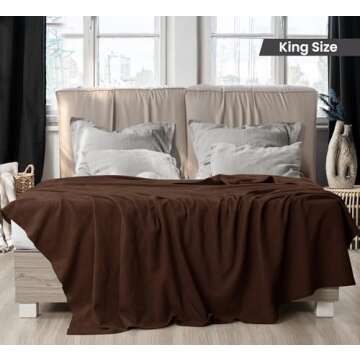 Utopia Bedding Brown 100% Cotton Blanket - 90x108 Inch King Size Thermal Comfort