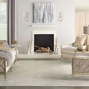 Nourison Essentials Indoor/Outdoor Ivory Beige 9' x 12' Area Rug, Easy Cleaning, Non Shedding, Bed Room, Living Room, Dining Room, Backyard, Deck, Patio (9x12)