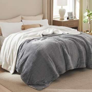 Bedsure Sherpa Fleece Blankets King Size for Bed - Thick and Warm, Soft Fuzzy Plush King Blanket for...