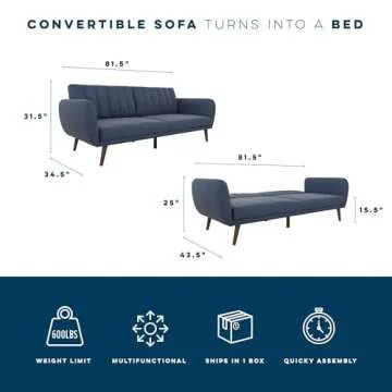 Novogratz Brittany Sofa Futon - Elegant & Functional Seating Solution