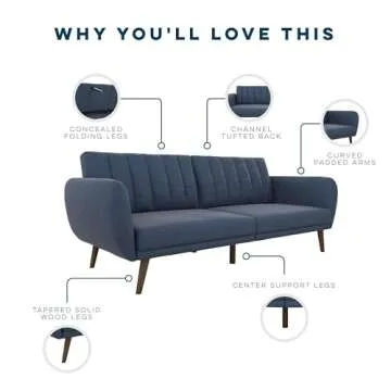 Novogratz Brittany Sofa Futon - Elegant & Functional Seating Solution