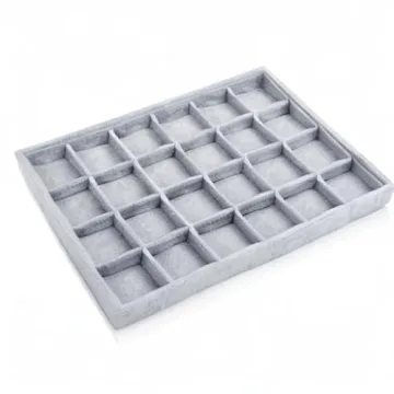 Oirlv 24 Grid Ice Velvet Jewelry Drawer Organizer Tray Stackable Jewelry Trays Removable Dividers for Rings Earring Storage Display