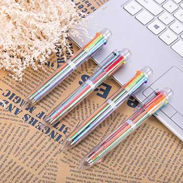 favide 6 Pack 0.5mm 6-in-1 Multicolor Ballpoint Pen,6-Color Retractable Ballpoint Pens for Office School Supplies Students Children Gift,Kids Party Favors (6)