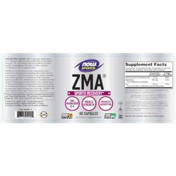 NOW Foods Sports Nutrition, ZMA (Zinc, Magnesium and Vitamin B-6), Enhanced Absorption, Sports Recov...