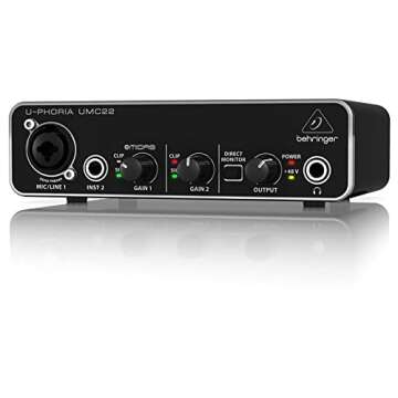 Behringer U-PHORIA UMC22 Audiophile 2x2 USB Audio Interface with Midas Mic Preamplifier