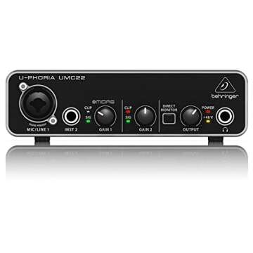 Behringer U-PHORIA UMC22 Audiophile 2x2 USB Audio Interface with Midas Mic Preamplifier