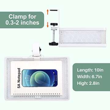 ROSYLINE Drawer Under Desk Storage Organizer, Clamp on Desk Drawer, Under Desk Storage, Clamp Drawer Basket, Hanging Desk Storage, Under Desk Mount Tray, Suitable for Multiple Scenes (White)