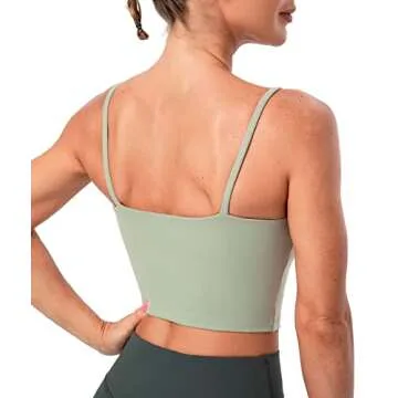 Lavento Women's Longline Sports Bras Yoga Cami Tank Top with Built in Bra