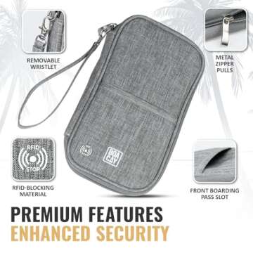 BOACAY Travel Document Organizer with RFID, Family Passport Holder, Wallet for Women & Men, Portable & Waterproof Case for Cards, Boarding Pass, Money