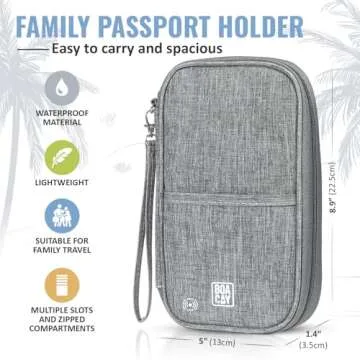 BOACAY Travel Document Organizer with RFID, Family Passport Holder, Wallet for Women & Men, Portable & Waterproof Case for Cards, Boarding Pass, Money