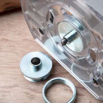 POWERTEC 10-Piece Router Template Bushing Guide Set w/Storage Case. Fits Porter Cable Style Router Sub Base Plate. 5/16" to 1" Bushing for Inlay Template Woodworking (71051)