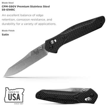 Benchmade 940 EDC Folding Knife - USA Made, Reverse Tanto Blade